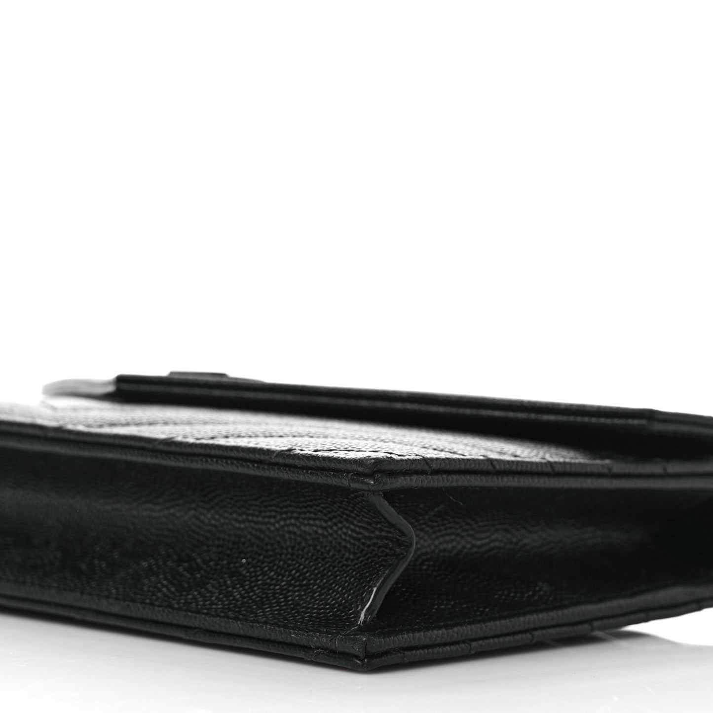 Grain De Poudre Matelasse Chevron Monogram Monochrome Envelope Chain Wallet Black