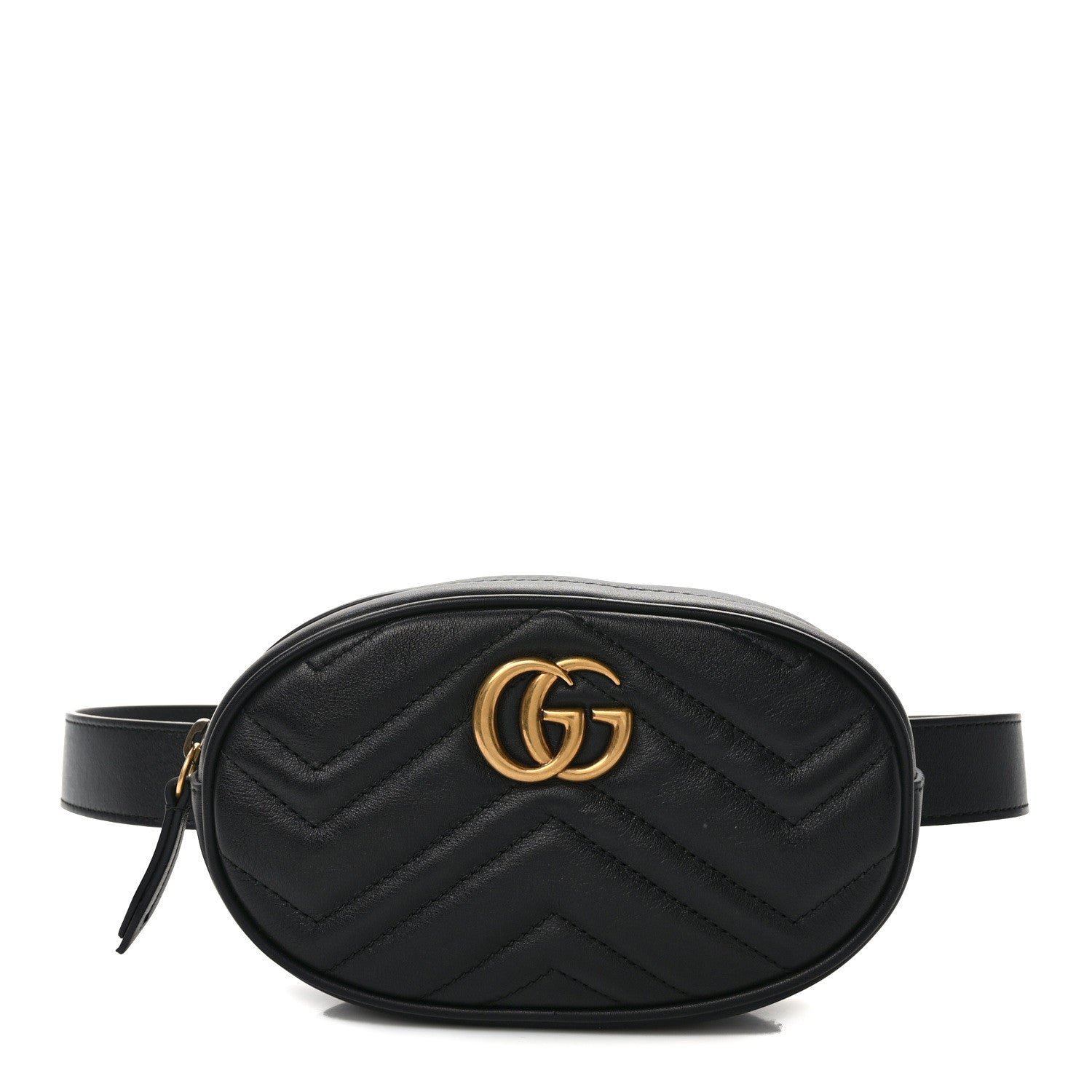 Gucci Calfskin Matelasse GG Marmont Belt Bag 85 34 Black 1 of 13