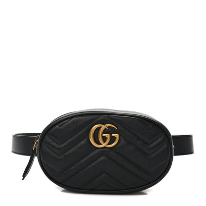 Gucci Calfskin Matelasse GG Marmont Belt Bag 85 34 Black 1 of 13