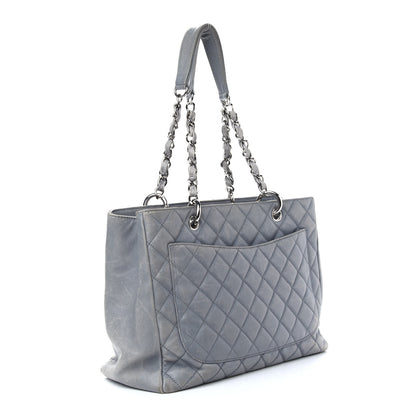 Chanel Caviar Quilted Grand Shopping Tote GST Light Grey 3 of 14