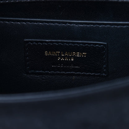 Saint Laurent Suede Embroidered Small Monogram Kate Satchel Black 6 of 9