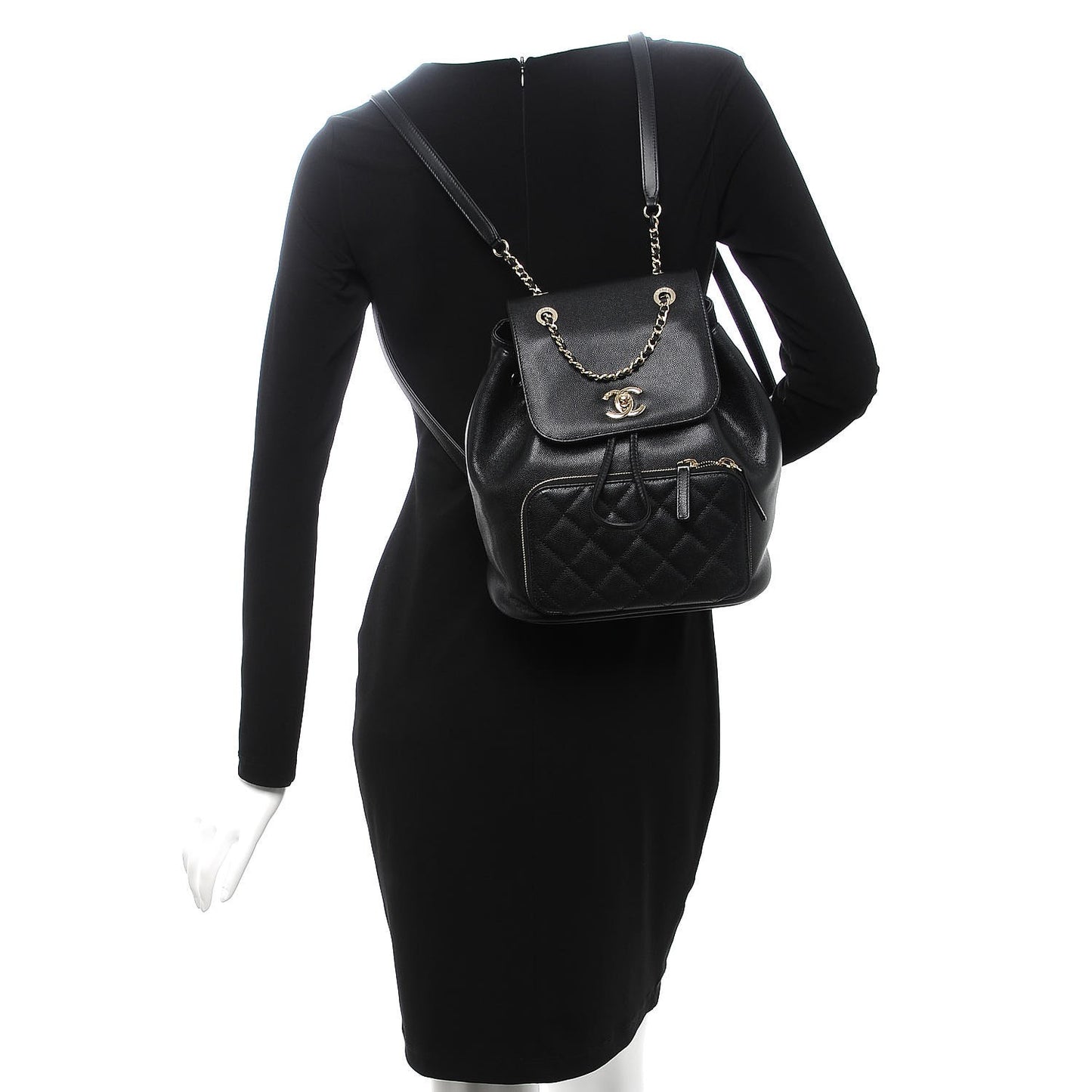 Caviar Quilted Business Affinity Backpack Black