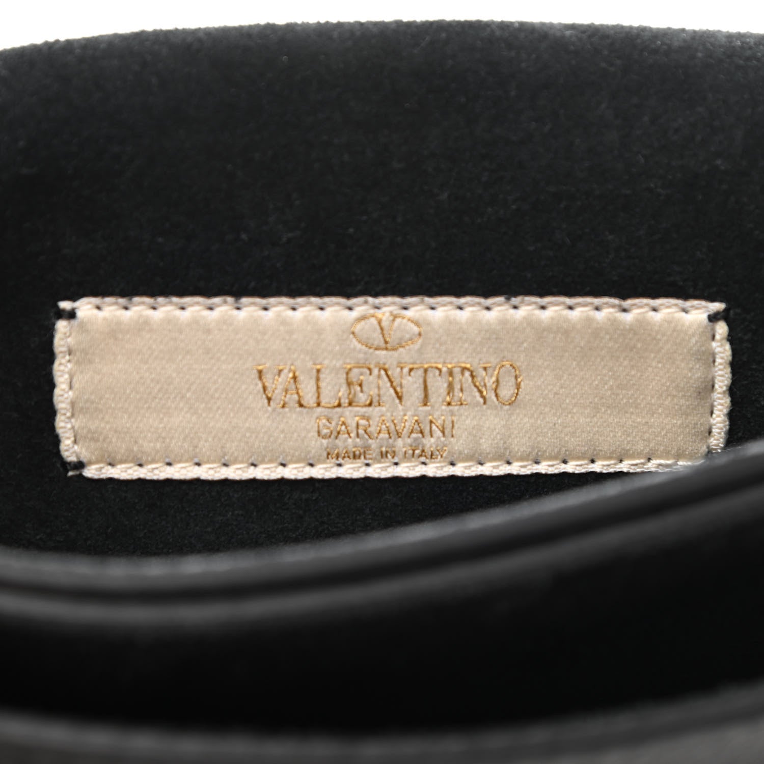 Valentino Garavani Pebbled Calfskin Beaded Ribbons Rockstud Wristlet Clutch Black 6 of 6