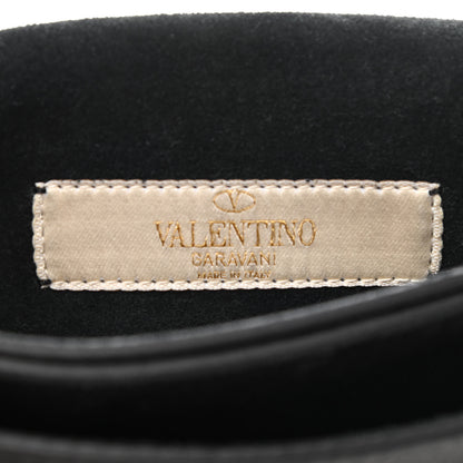 Valentino Garavani Pebbled Calfskin Beaded Ribbons Rockstud Wristlet Clutch Black 6 of 6