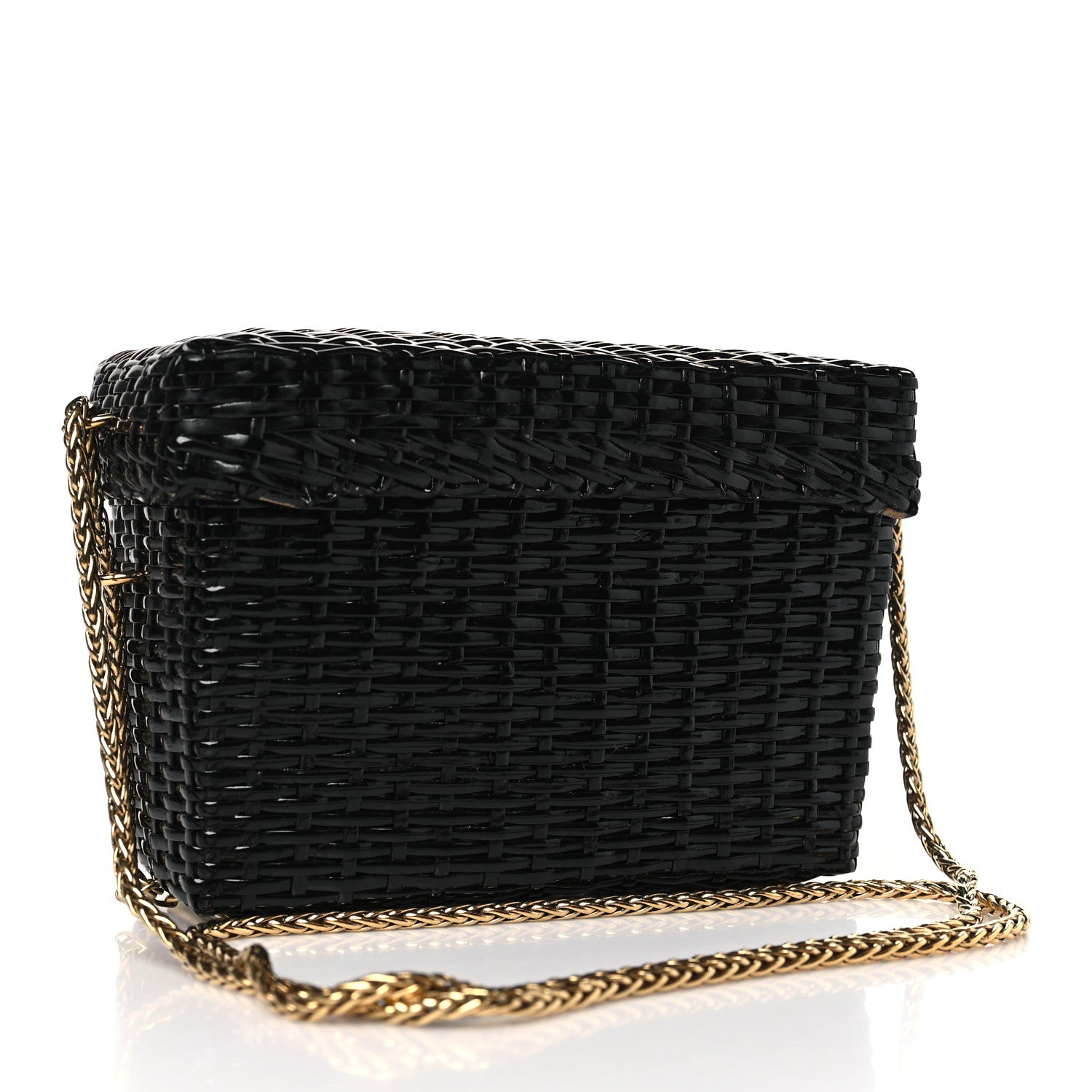Chanel Patent Rattan Basket Shoulder Bag Black 3 of 9