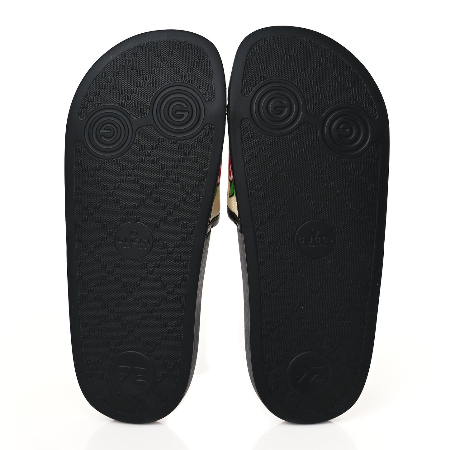 Canvas GG Apple Slide Sandals 35 Ivory Red Black