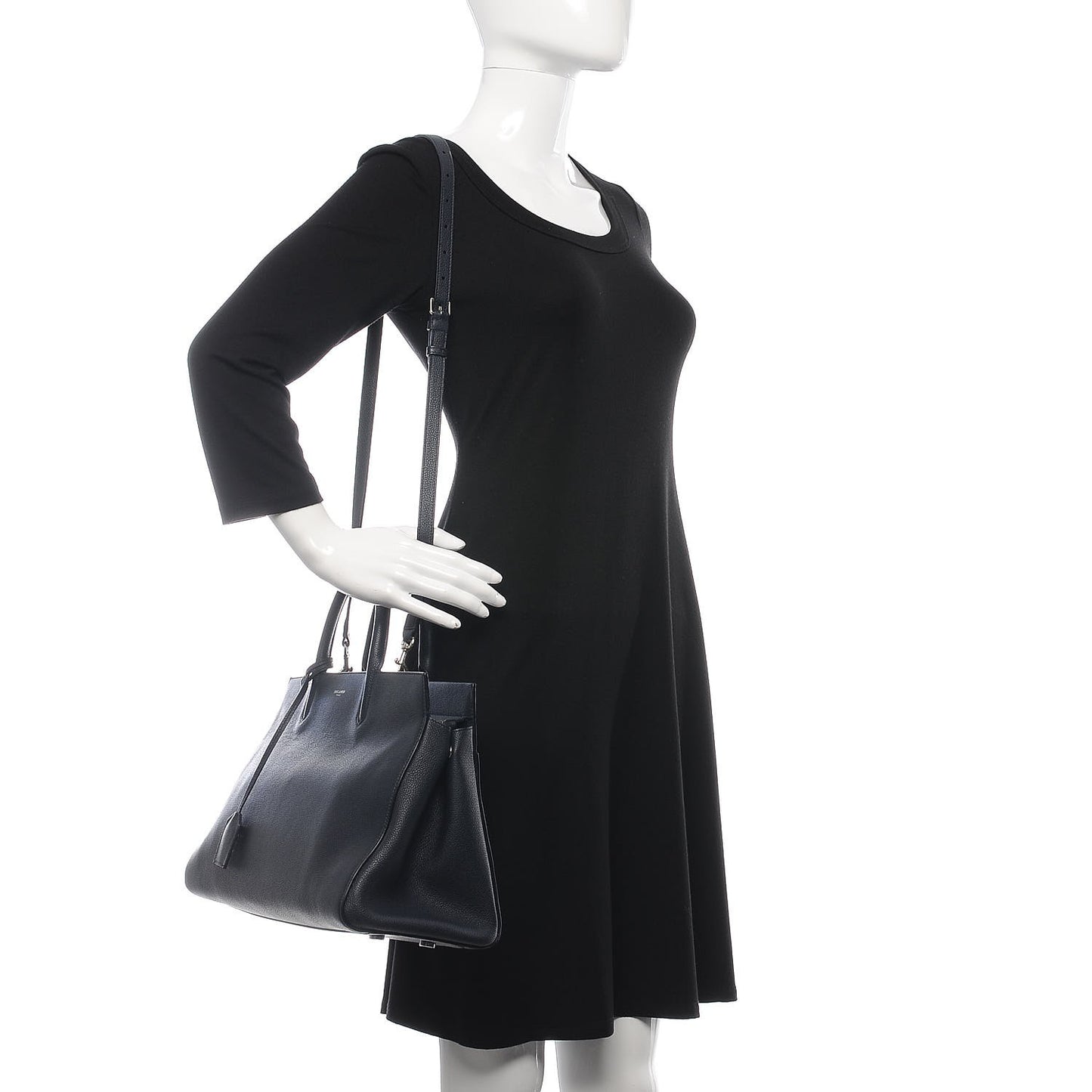 Calfskin Medium Rive Gauche Cabas Navy Blue
