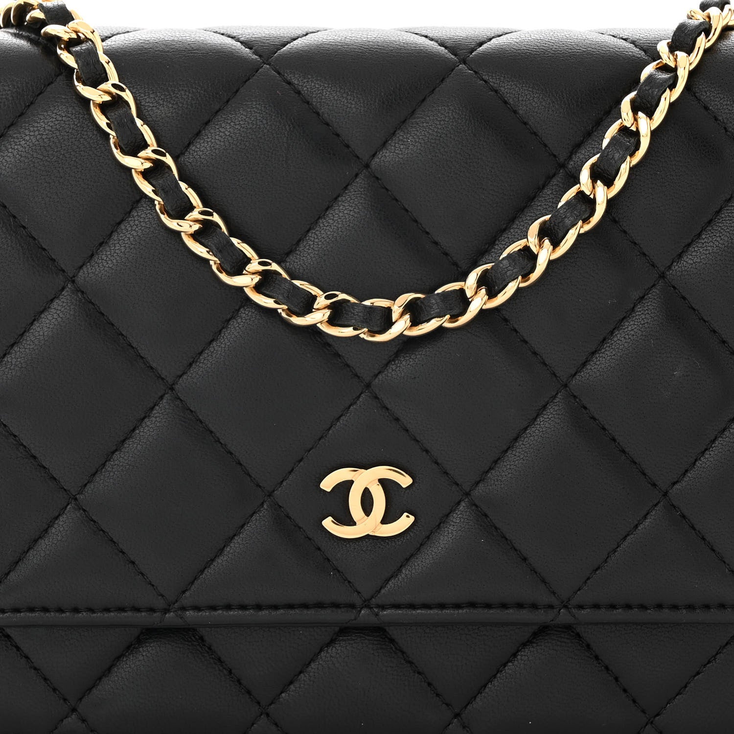 Chanel Lambskin Quilted Wallet On Chain WOC Black 9 of 11