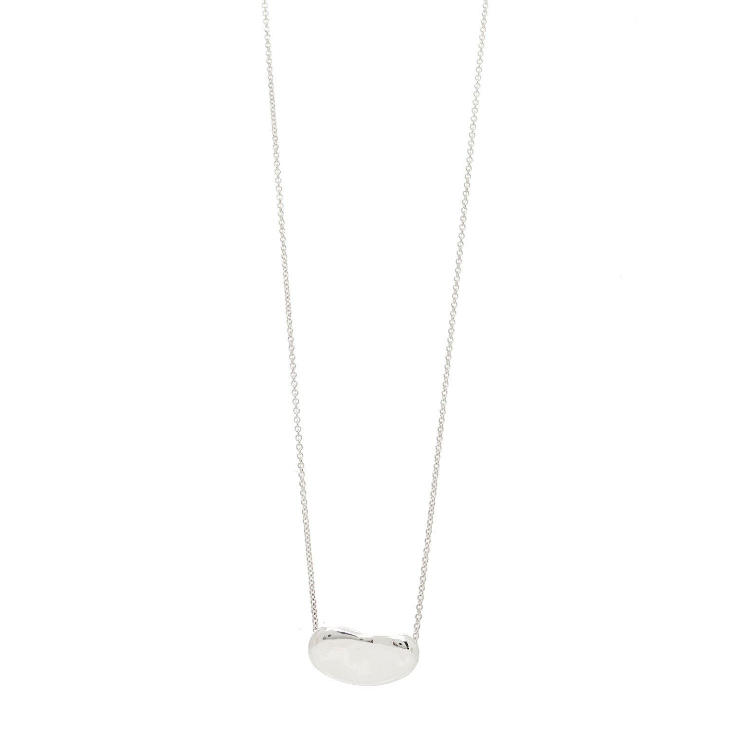 Tiffany Sterling Silver 25mm Elsa Peretti Bean Pendant Necklace 1 of 5