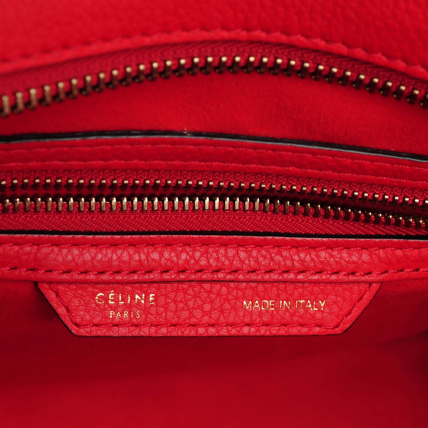 Celine Drummed Calfskin Mini Luggage Coquelicot 6 of 7