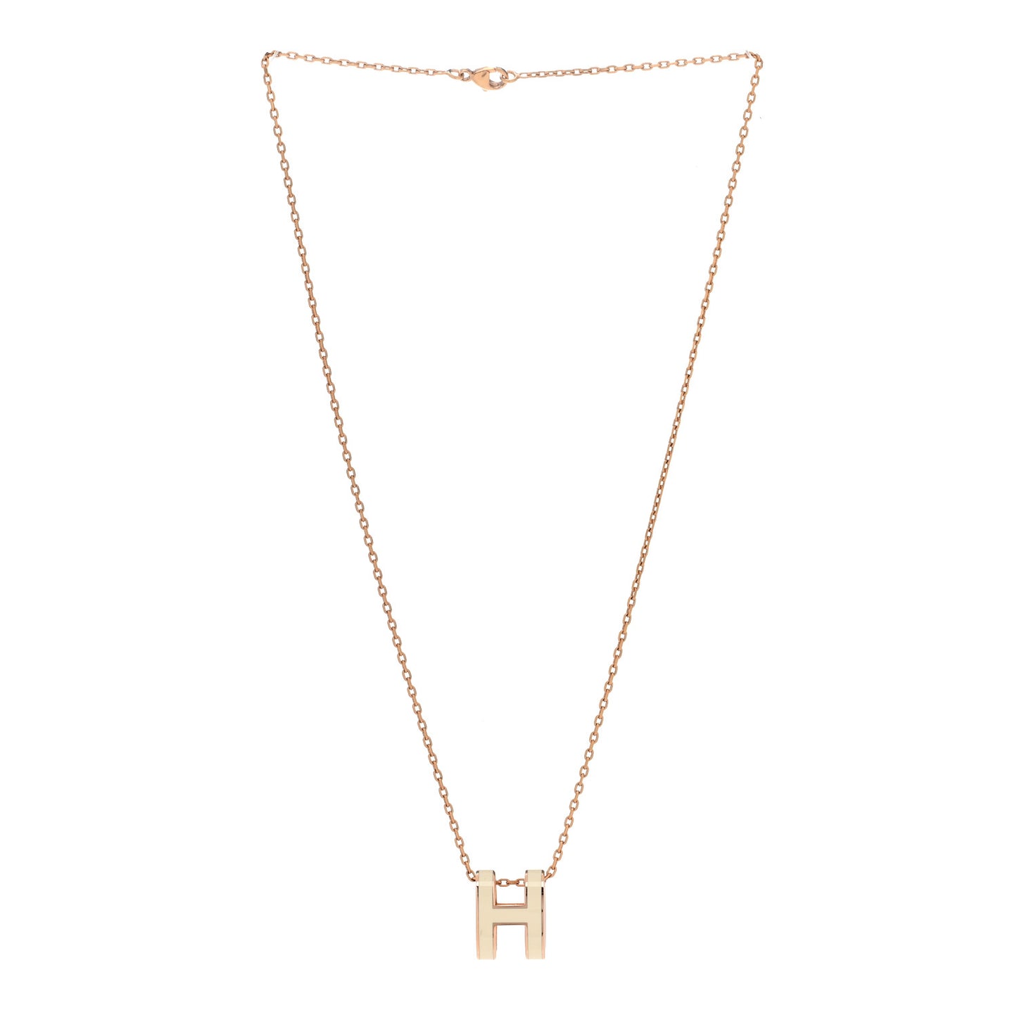 Lacquered Rose Gold Mini Pop H Pendant Necklace White
