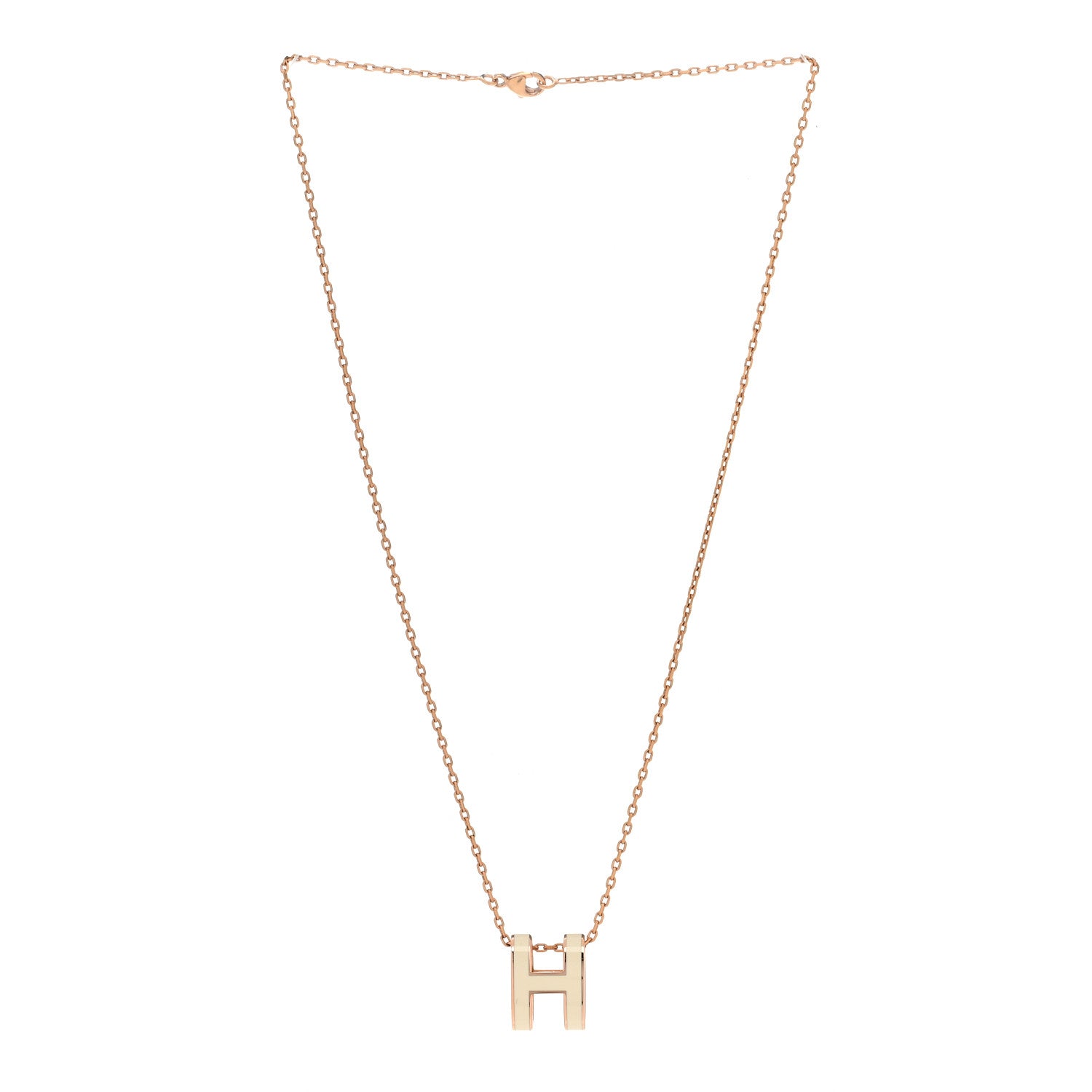 Hermes Lacquered Rose Gold Mini Pop H Pendant Necklace White 3 of 6