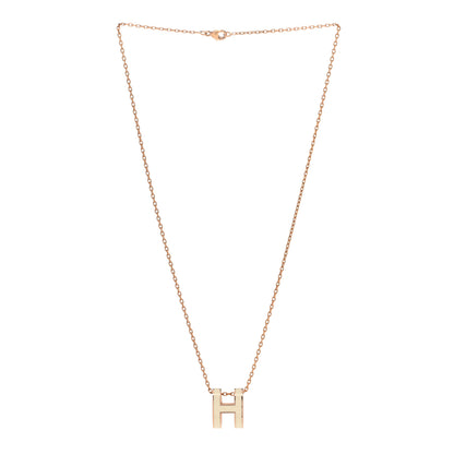 Hermes Lacquered Rose Gold Mini Pop H Pendant Necklace White 3 of 6