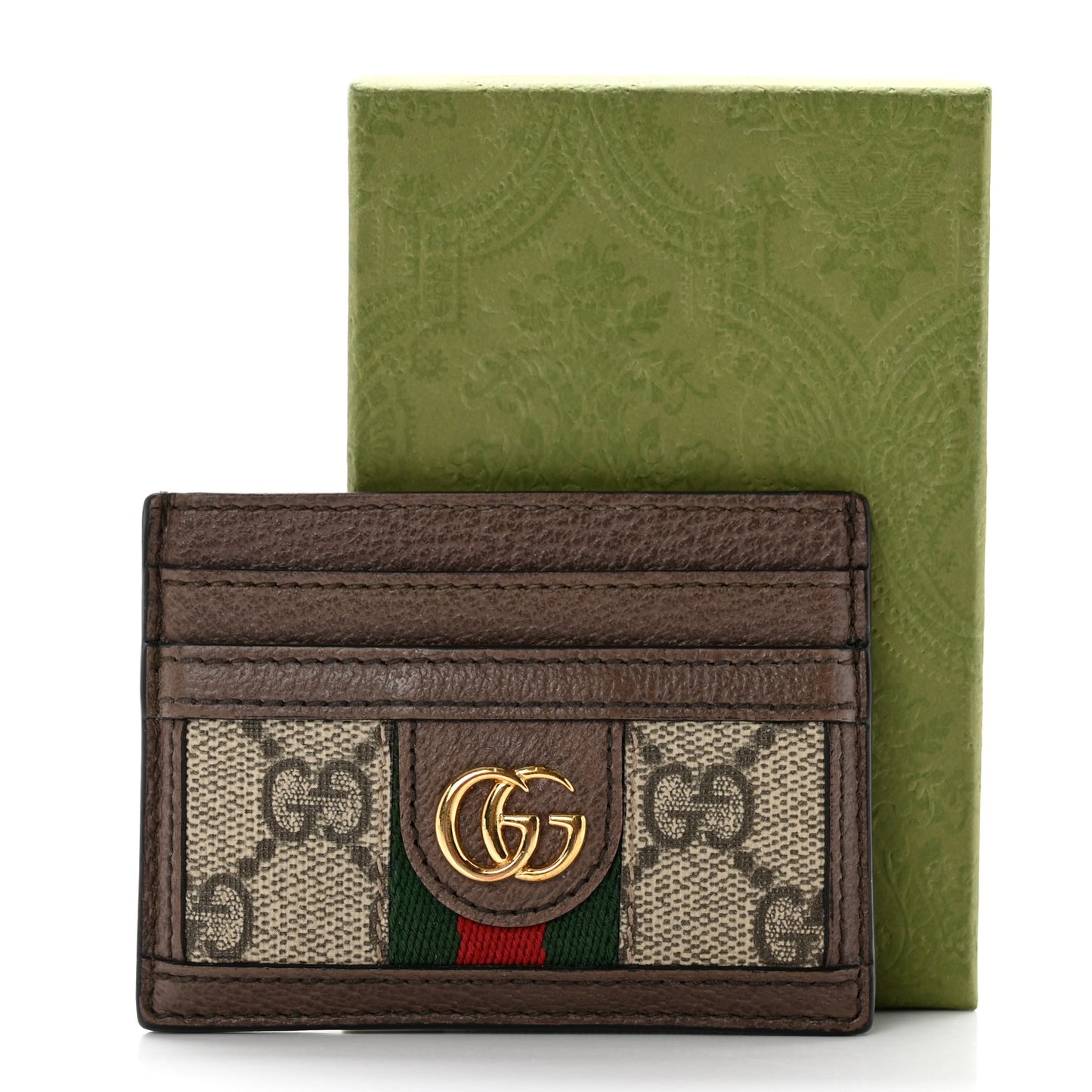 GG Supreme Monogram Ophidia Card Holder Brown
