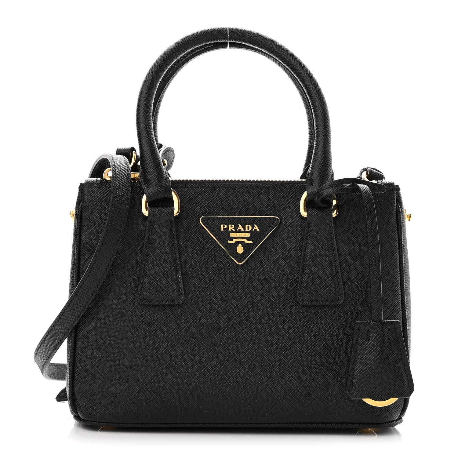 Prada Saffiano Lux Mini Galleria Double Zip Tote Black 1 of 9