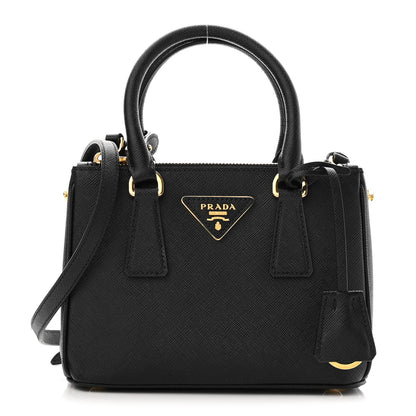 Prada Saffiano Lux Mini Galleria Double Zip Tote Black 1 of 9