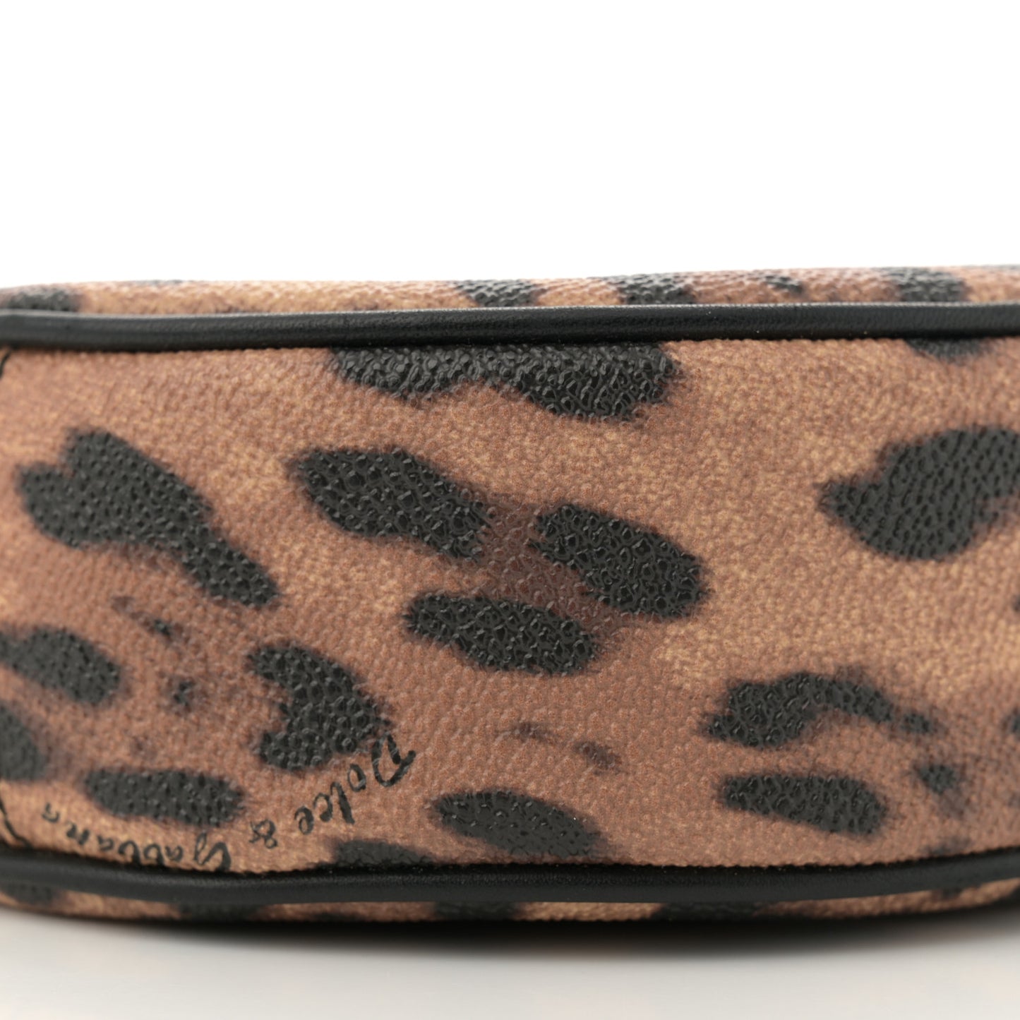 Dauphine Leopard Print Round Crossbody Black