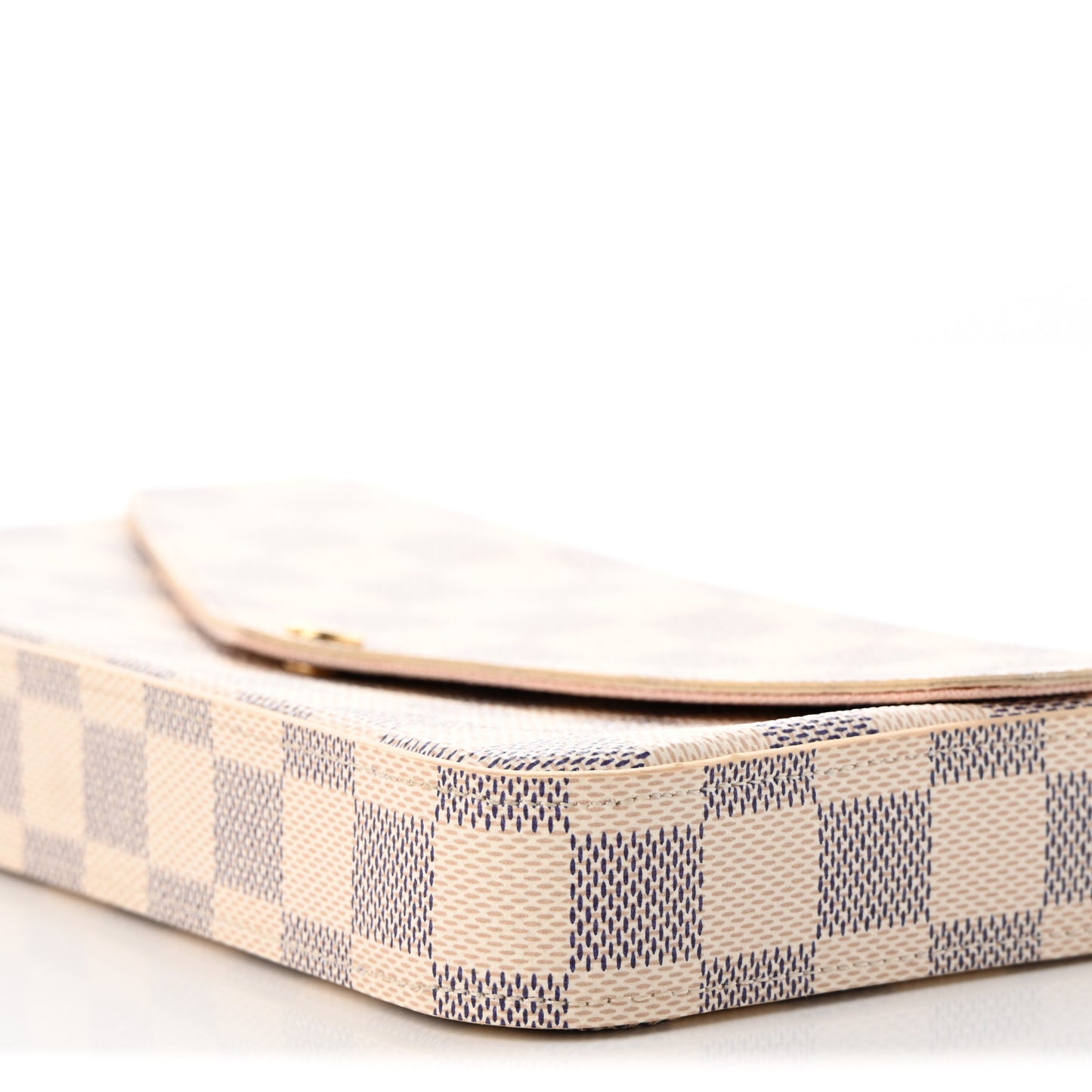 Damier Azur Pochette Felicie Chain Wallet Rose Ballerine