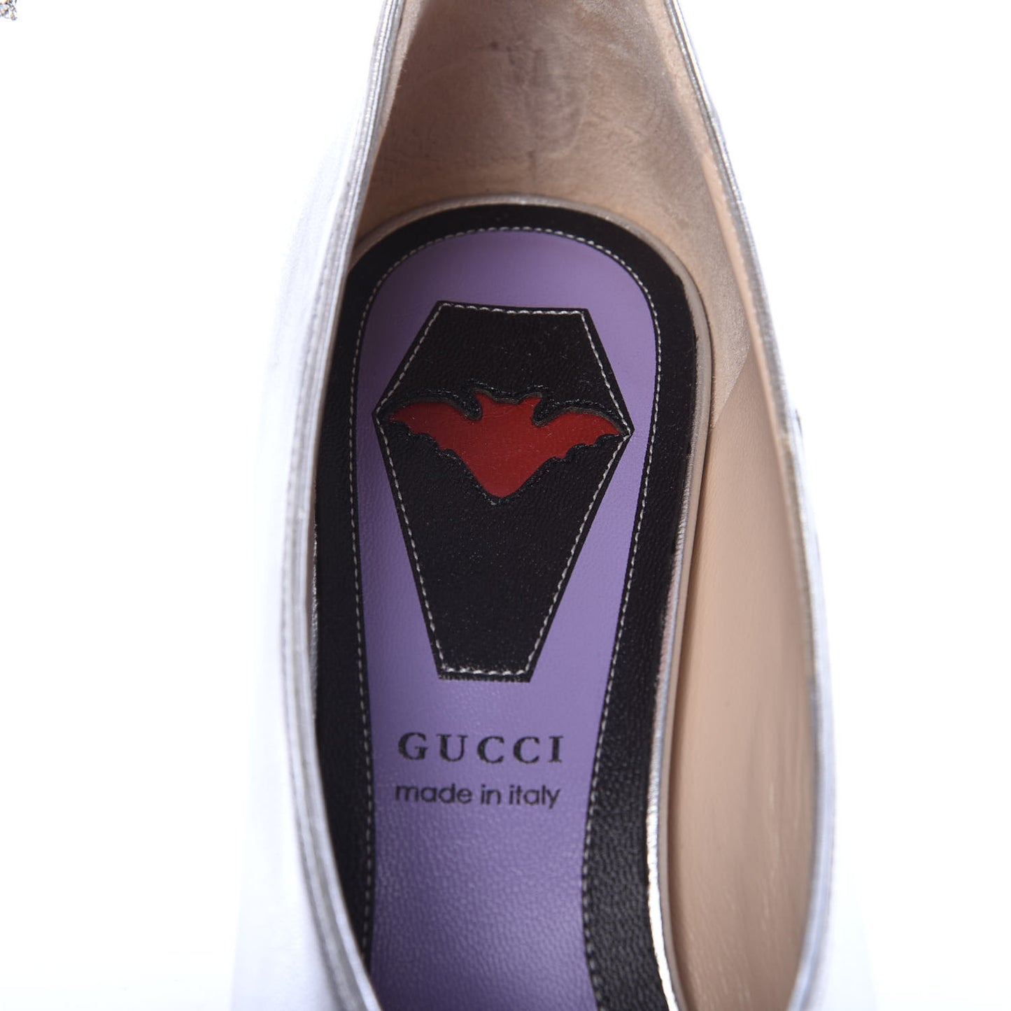 Metallic Nappa Crystal Square G Mid Heel Pumps 37 Silver