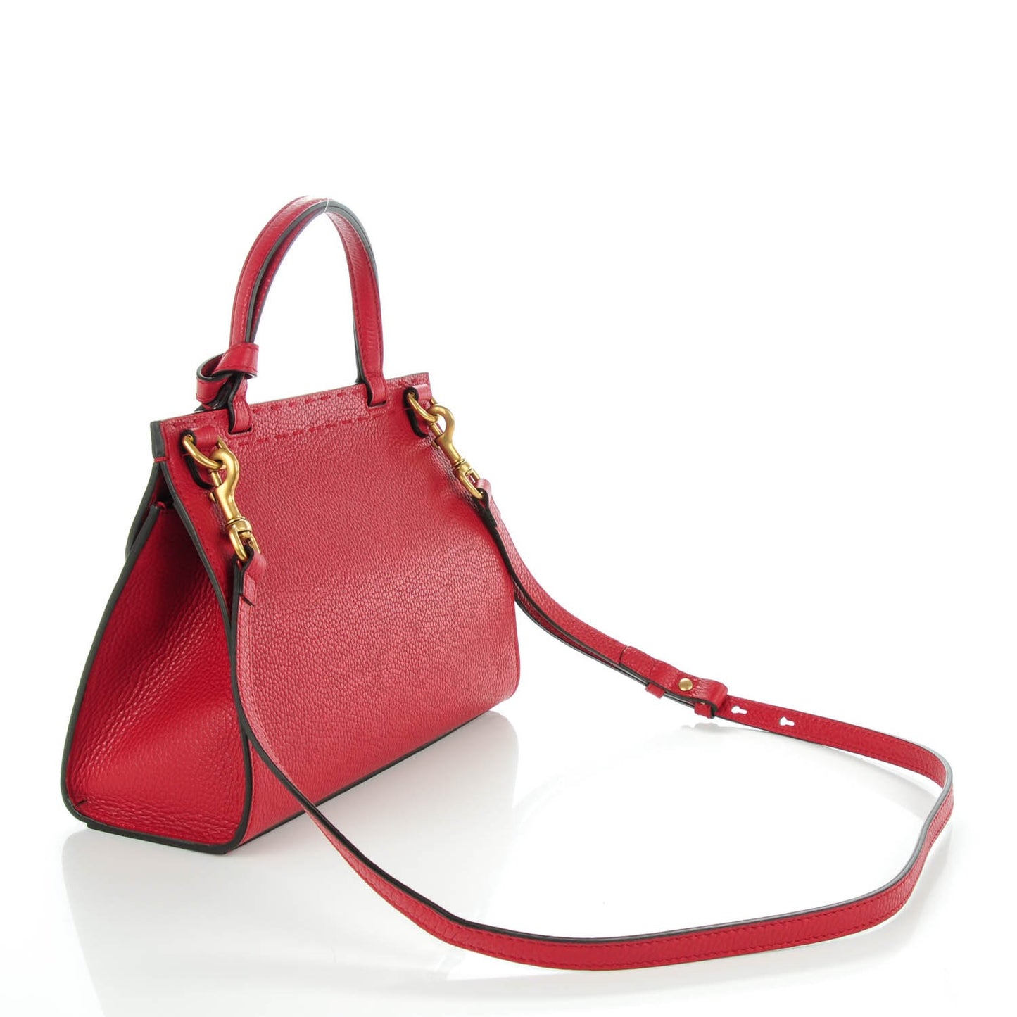 Calfskin Mini GG Marmont Top Handle Bag Vulcanic Red