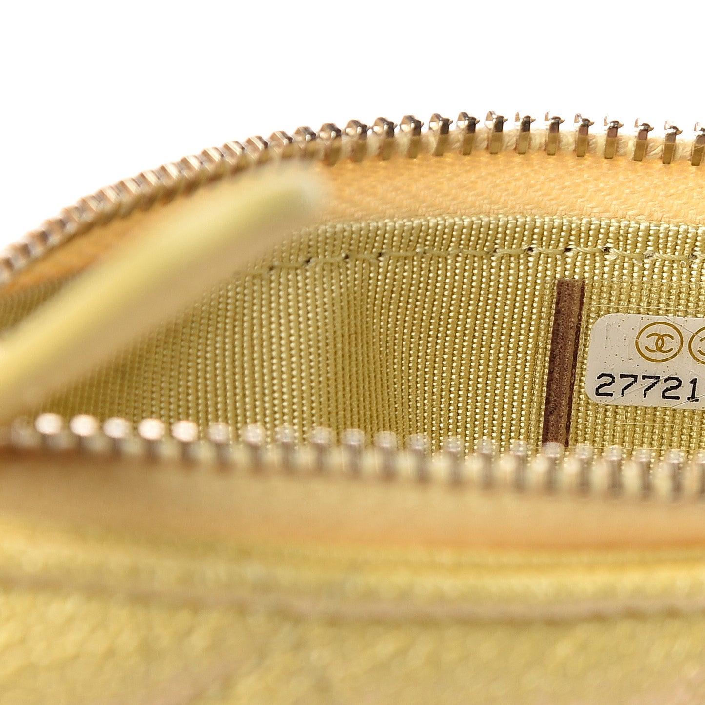 Iridescent Caviar Quilted Flap Zip Card Holder Yellow