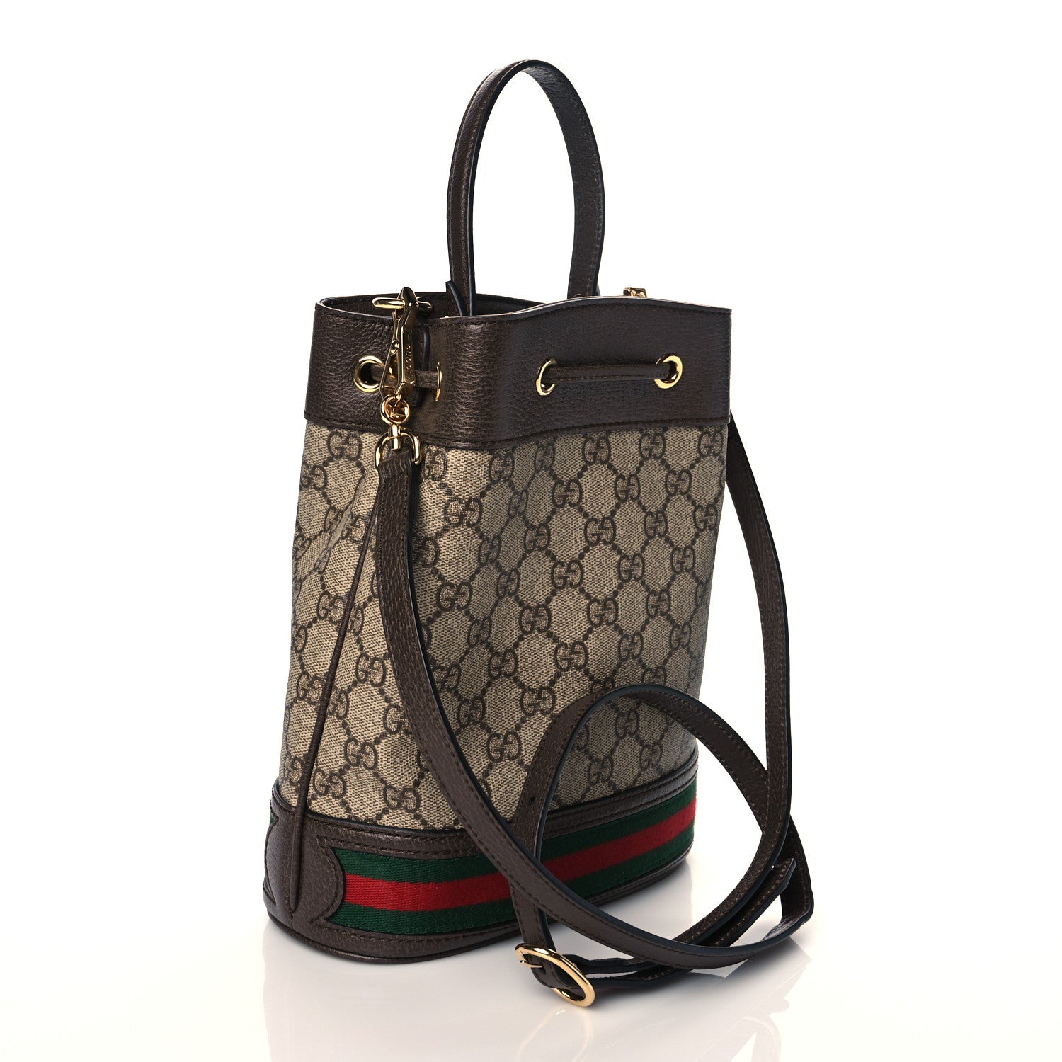 Gucci GG Supreme Monogram Web Small Ophidia Bucket Bag Brown 3 of 10