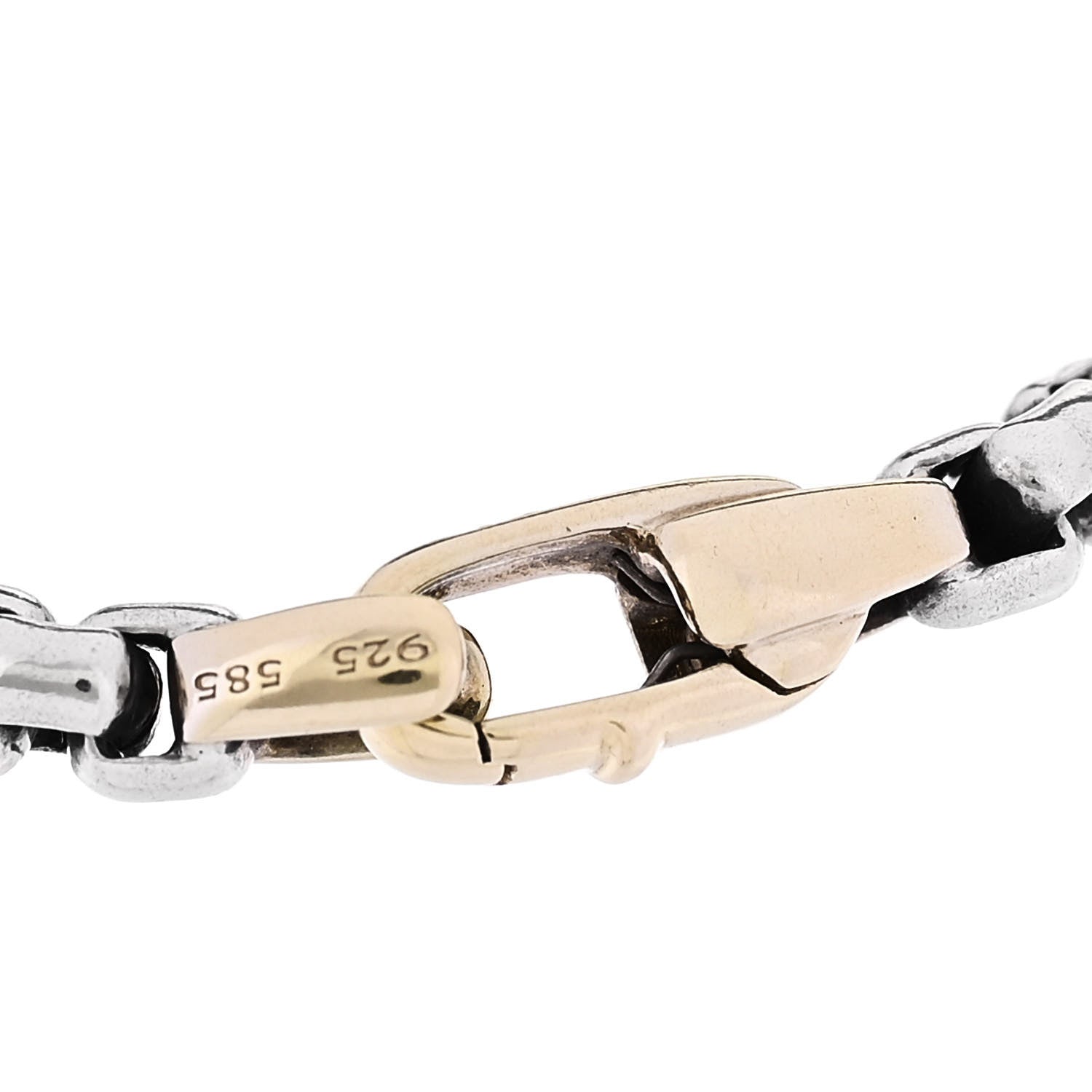 David Yurman Sterling Silver 14K Yellow Gold 4mm Box Chain Bracelet 3 of 5