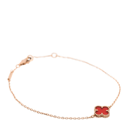 Van Cleef & Arpels 18K Rose Gold Carnelian Sweet Alhambra Bracelet 1 of 5