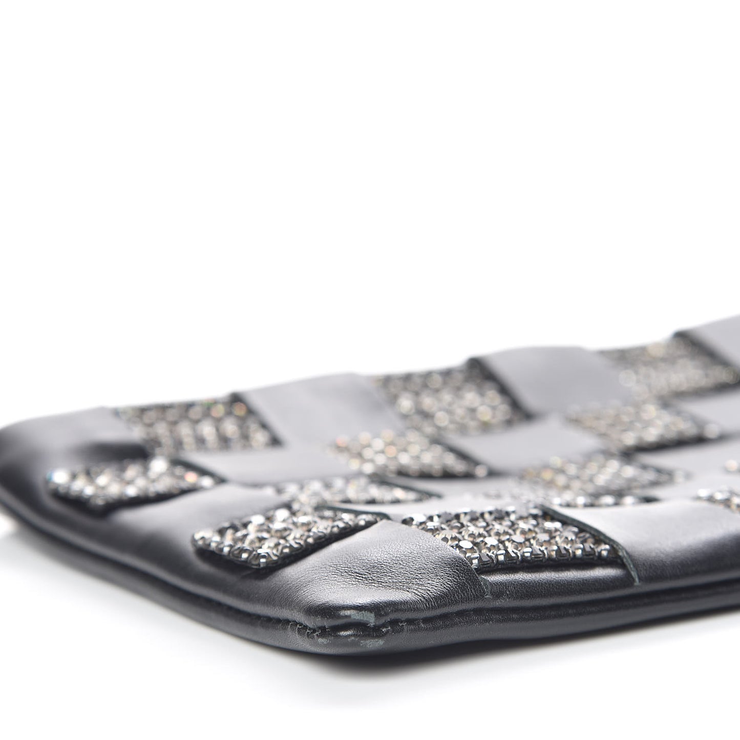 Lambskin Crystal Wristlet Black