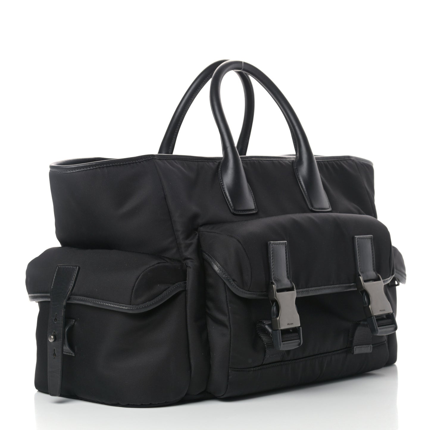 Nylon Tessuto City Calf Shopping Tote Black