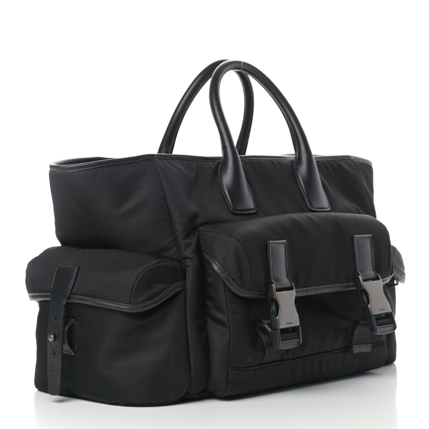 Prada Nylon Tessuto City Calf Shopping Tote Black 2 of 10