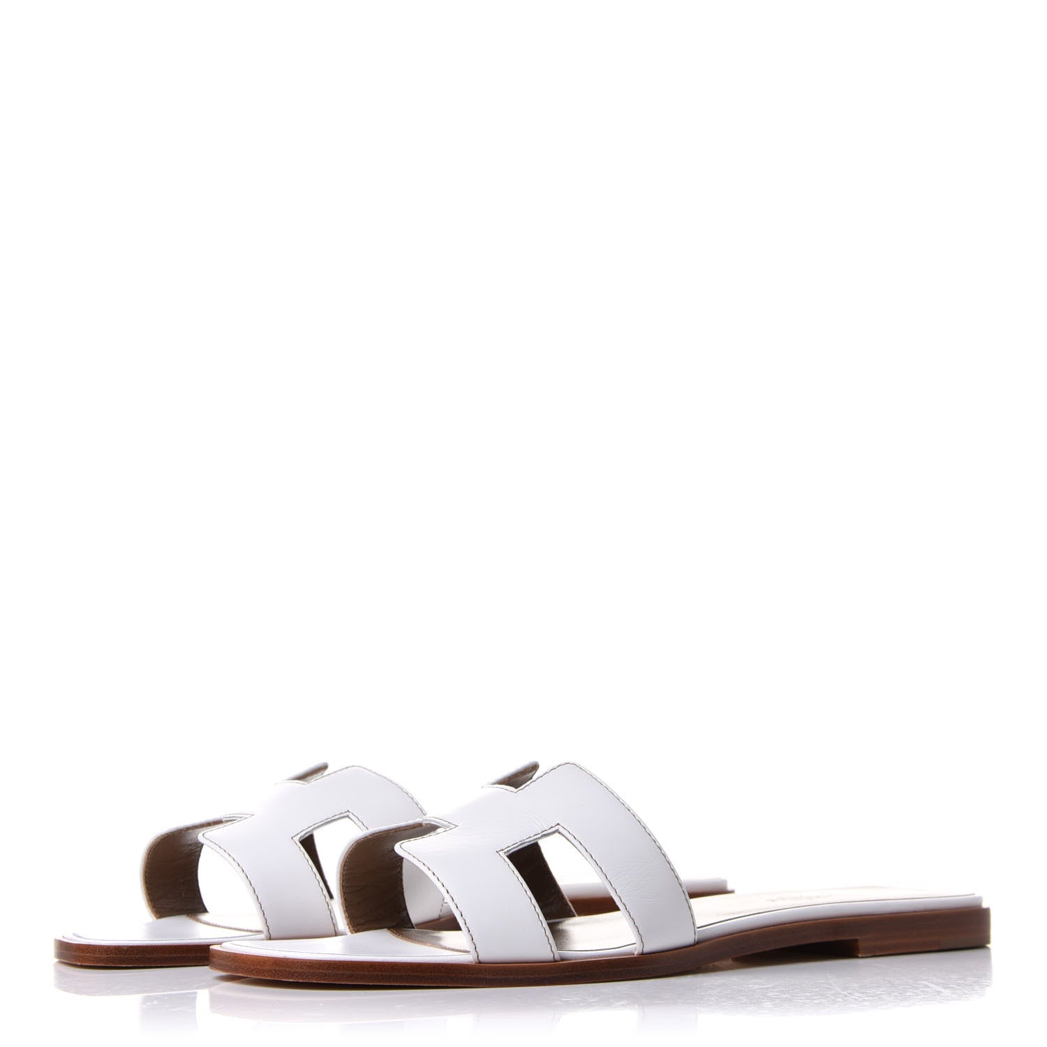 Hermes Box Calfskin Oran Sandals 40.5 White 3 of 11