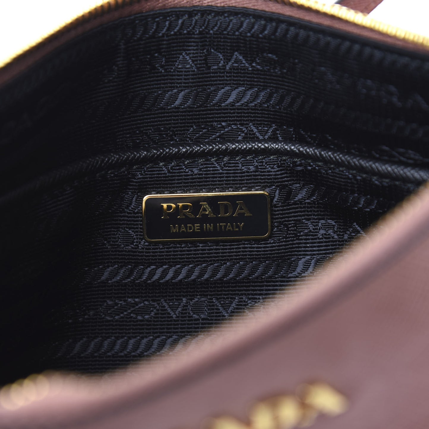 Metallic Saffiano Small Flat Pouch Antico Mordore