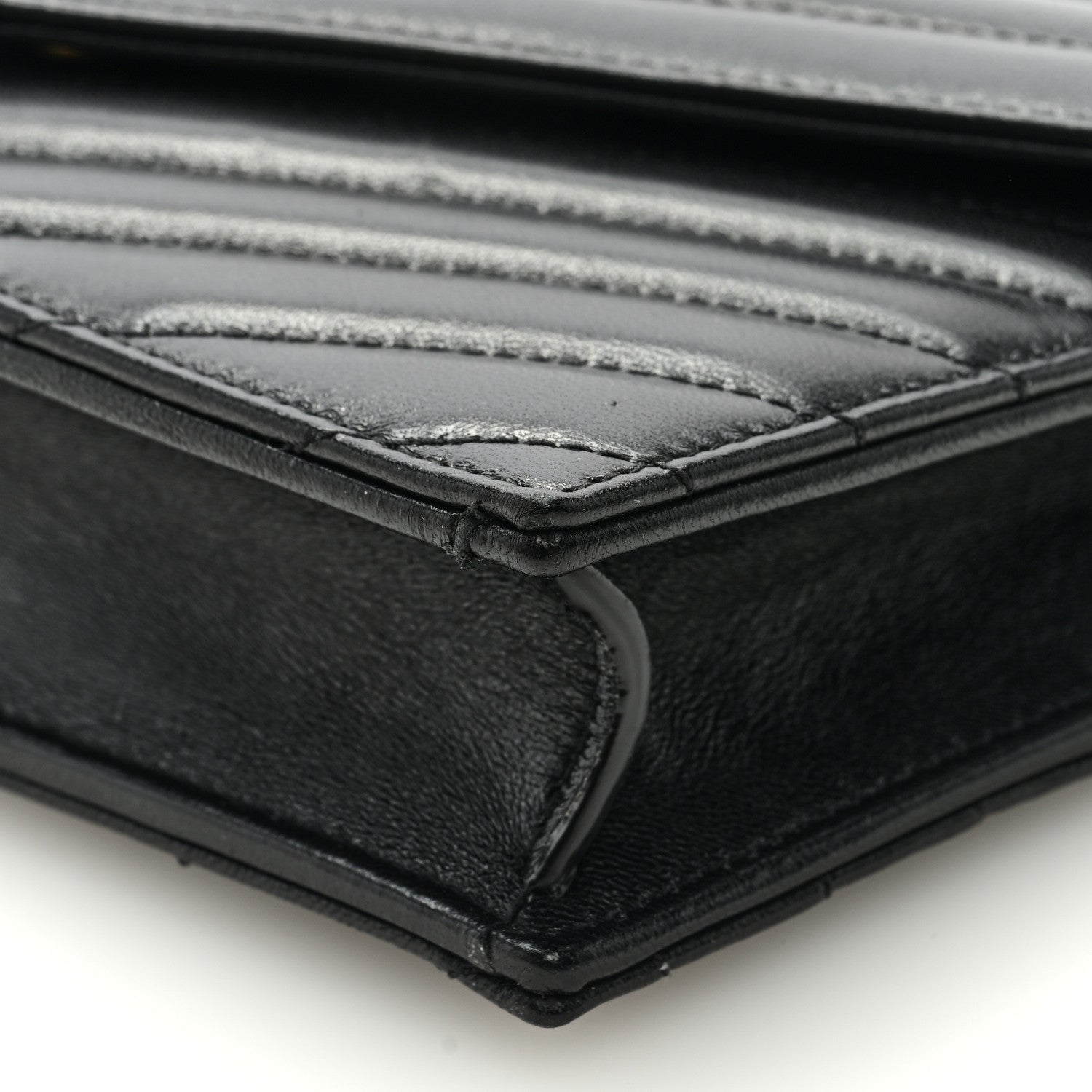 Saint Laurent Matelasse Chevron Monogram Envelope Chain Wallet Black 8 of 8