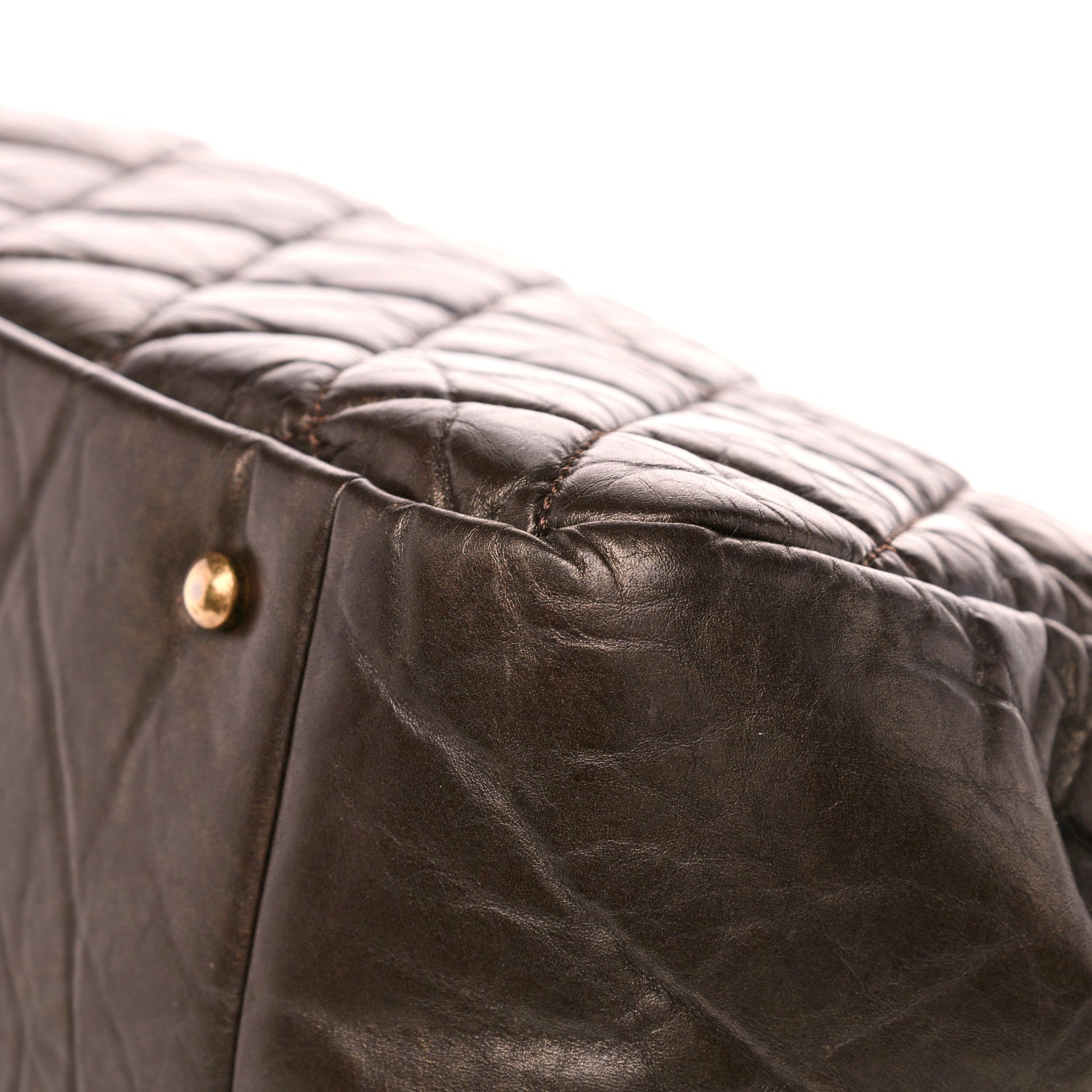 Chanel Aged Calfskin Quilted Large Pondichery Flap Dark Brown 9 of 16