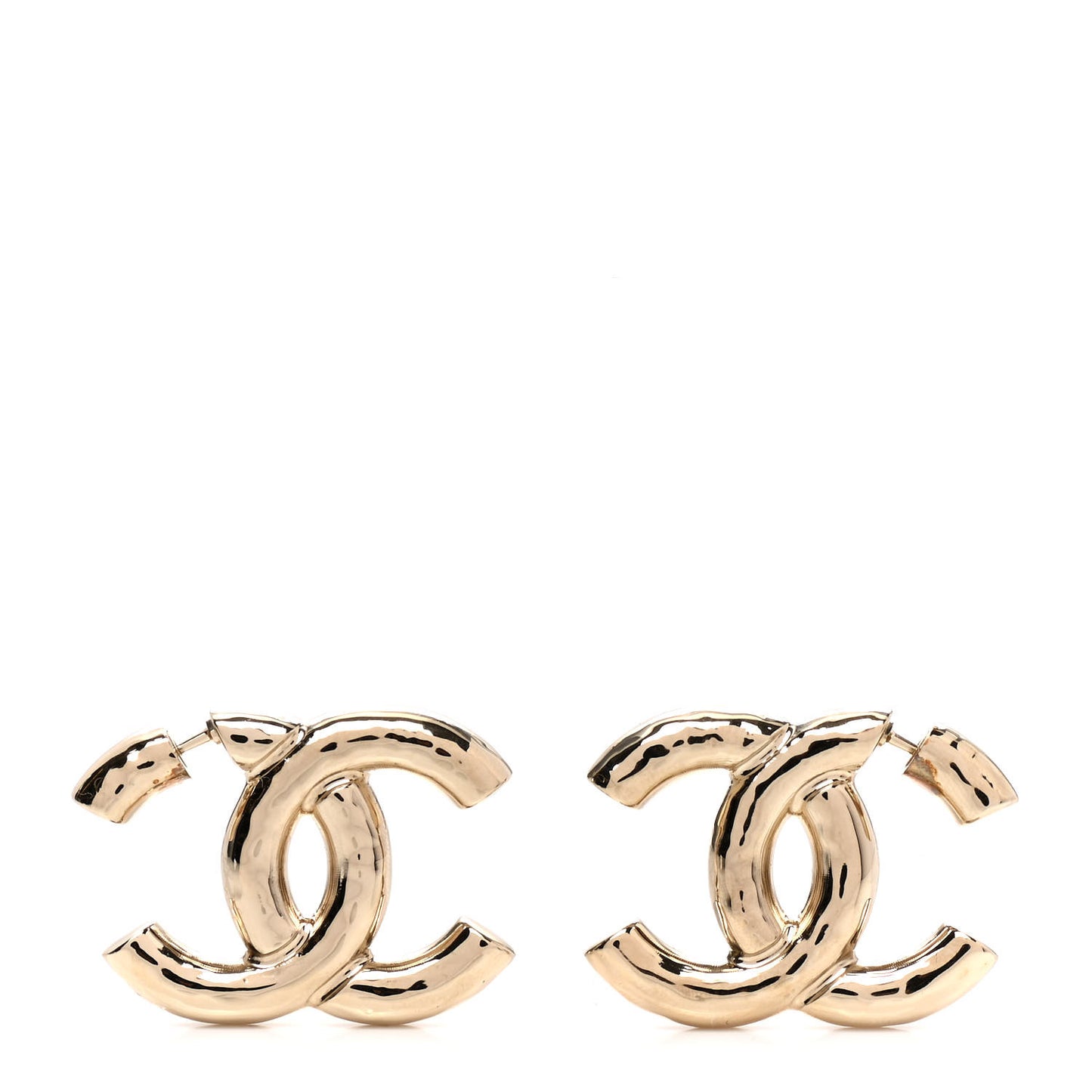 Metal Large CC Earrings Light Gold