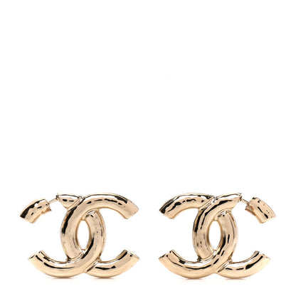 Chanel Metal Large CC Earrings Light Gold 1 of 5