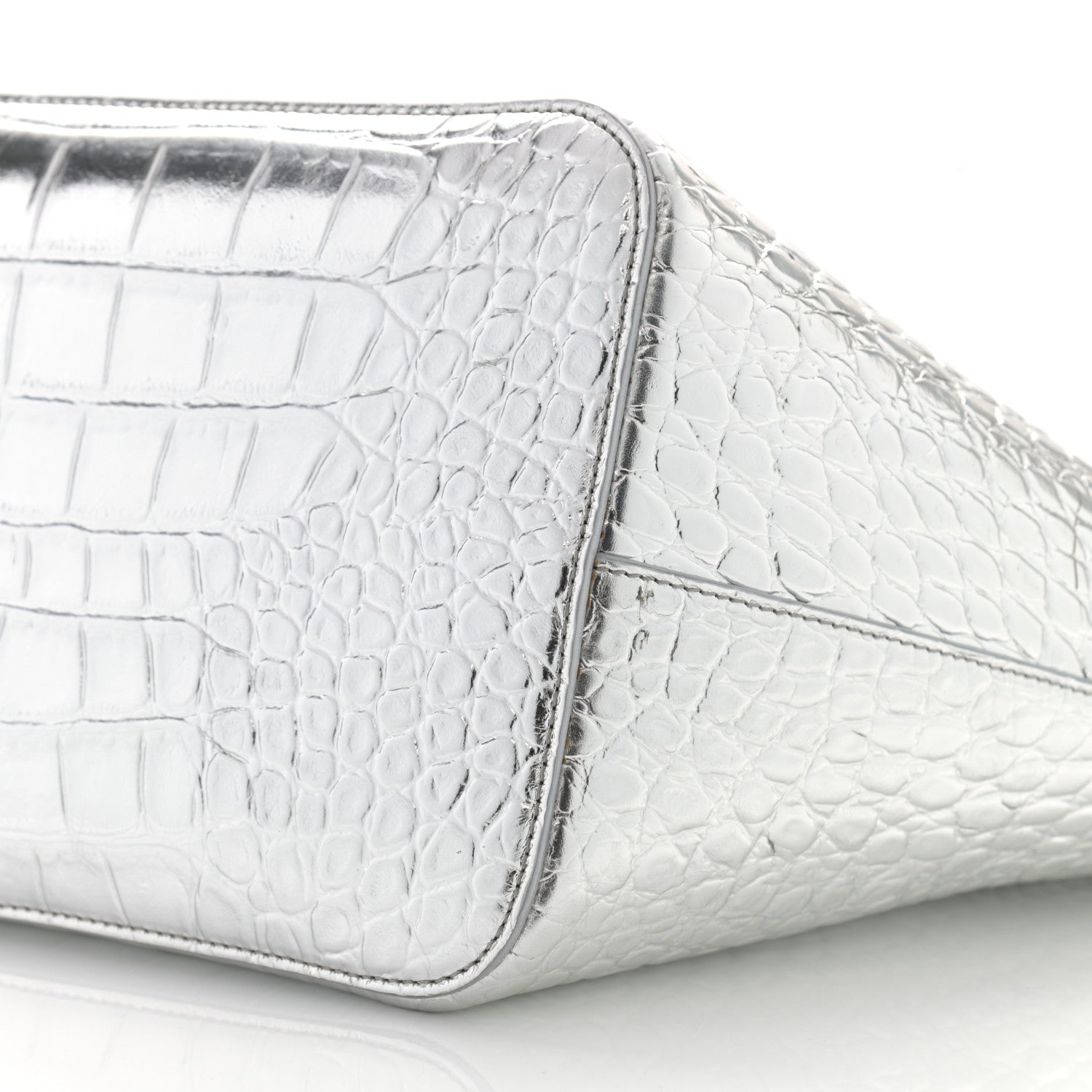 Givenchy Metallic Calfskin Crocodile Embossed Wing Tote Silver 11 of 12