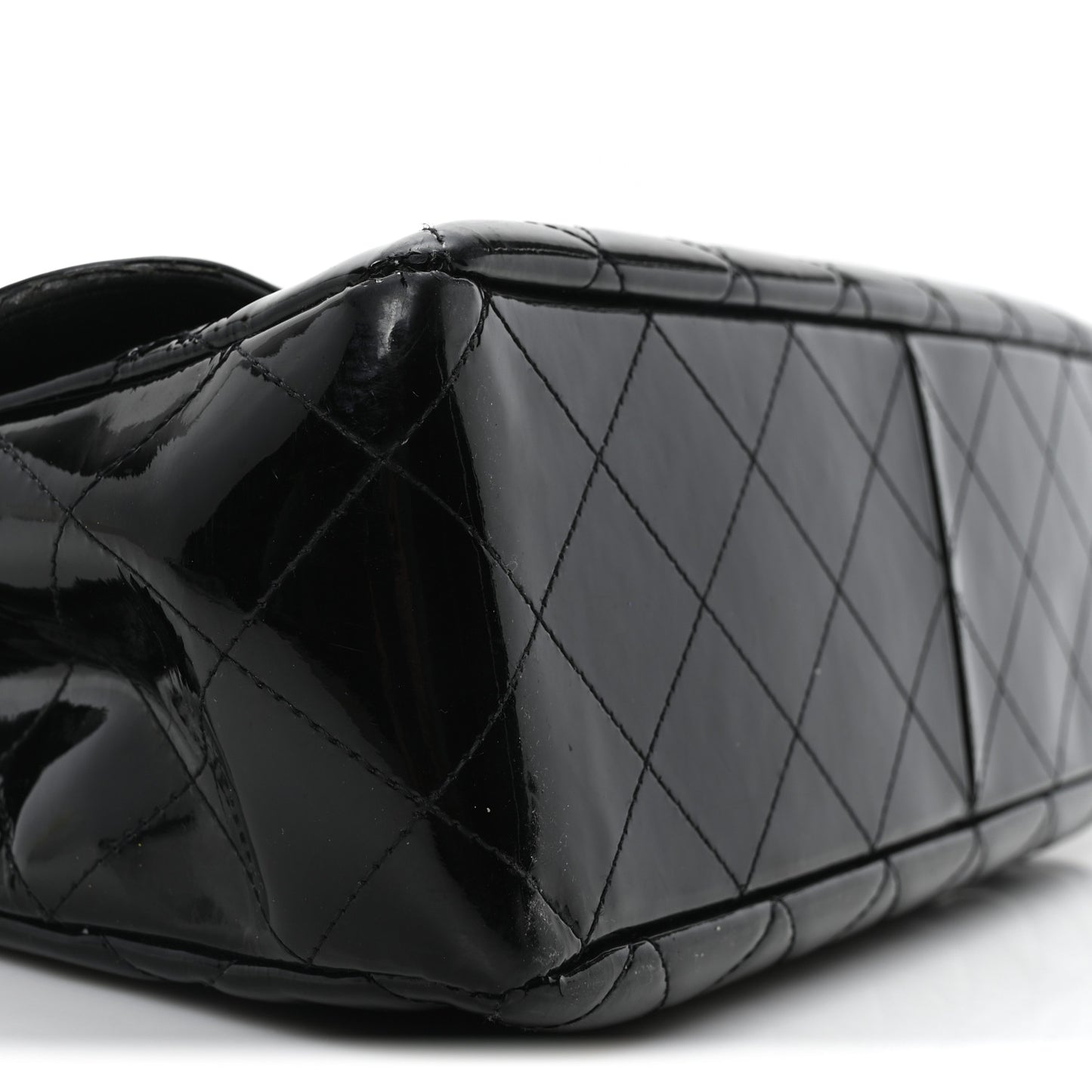 Patent Quilted Jumbo Single Flap Black
