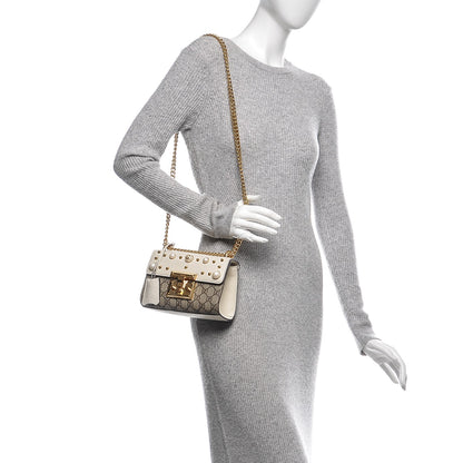 Gucci GG Supreme Monogram Studded Small Padlock Shoulder Bag White 2 of 7