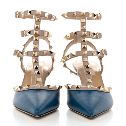 Valentino Garavani Calfskin Nappa Rockstud Ankle Strap 65mm Pumps 36 Indaco Poudre 2 of 8