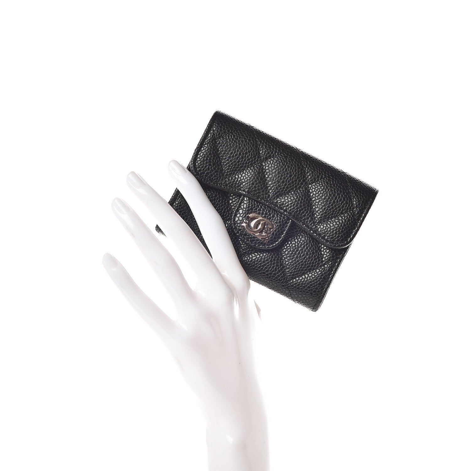 Chanel Caviar Quilted Flap Card Holder Wallet Black 2 of 9