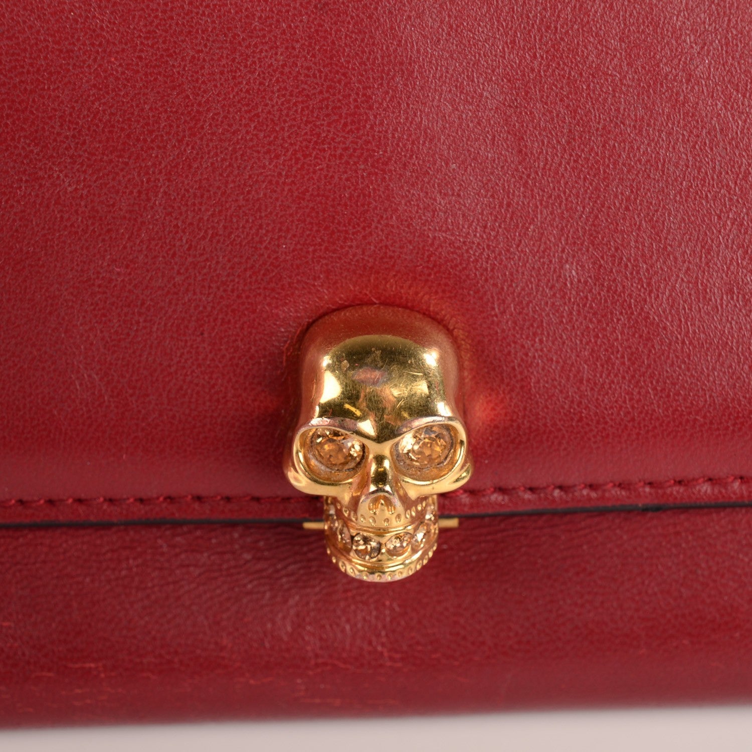 Alexander McQueen Calfskin Skull Continental Wallet Red 5 of 8