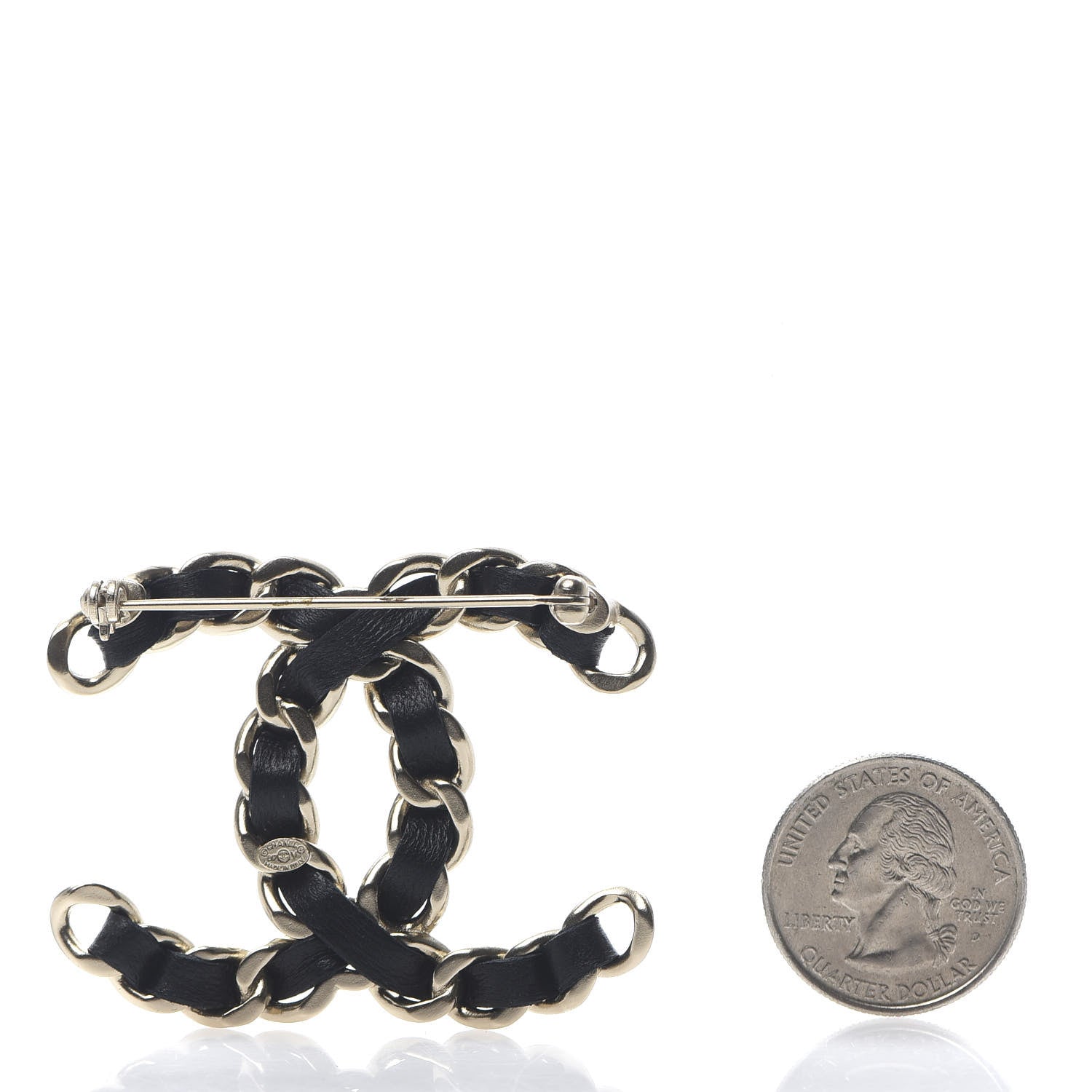 Chanel Lambskin Chain CC Brooch Black Gold 2 of 4