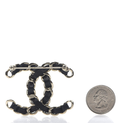 Chanel Lambskin Chain CC Brooch Black Gold 2 of 4