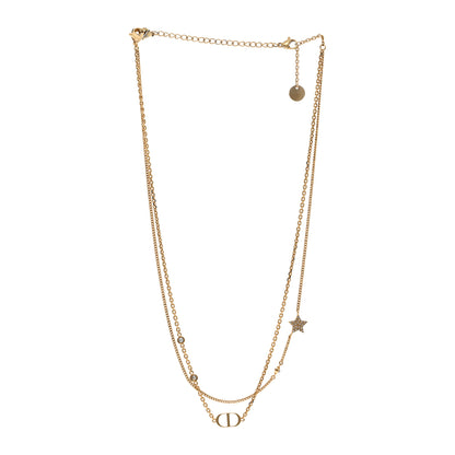 Christian Dior Metal Crystal Petit CD Double Necklace Gold 3 of 5