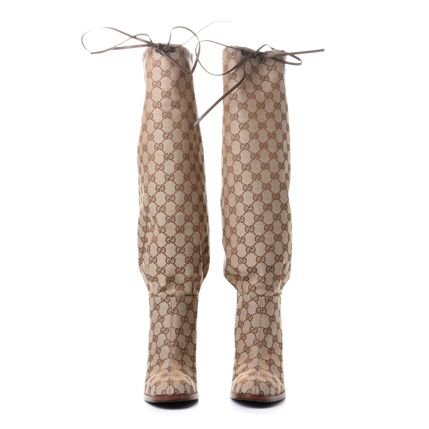 Gucci Monogram Over The Knee Boots 39 Brown 2 of 8