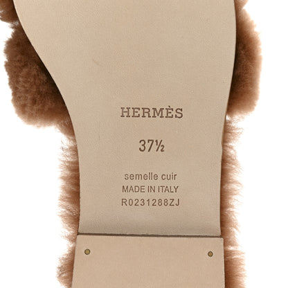Hermes Woolskin Oran Sandals 37.5 Naturel 7 of 9