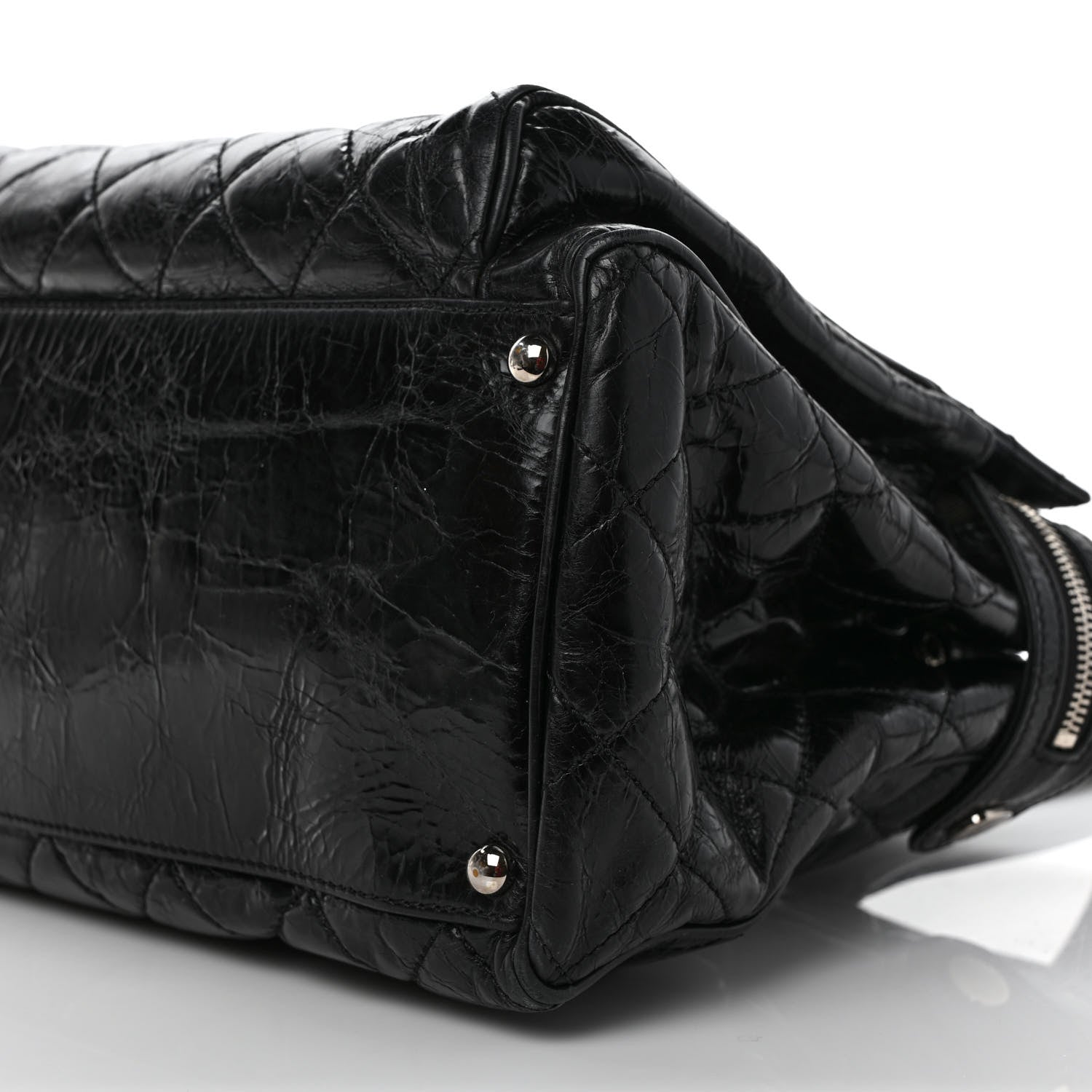 Chanel Glazed Calfskin Quilted Large New Portobello Tote Black 9 of 11
