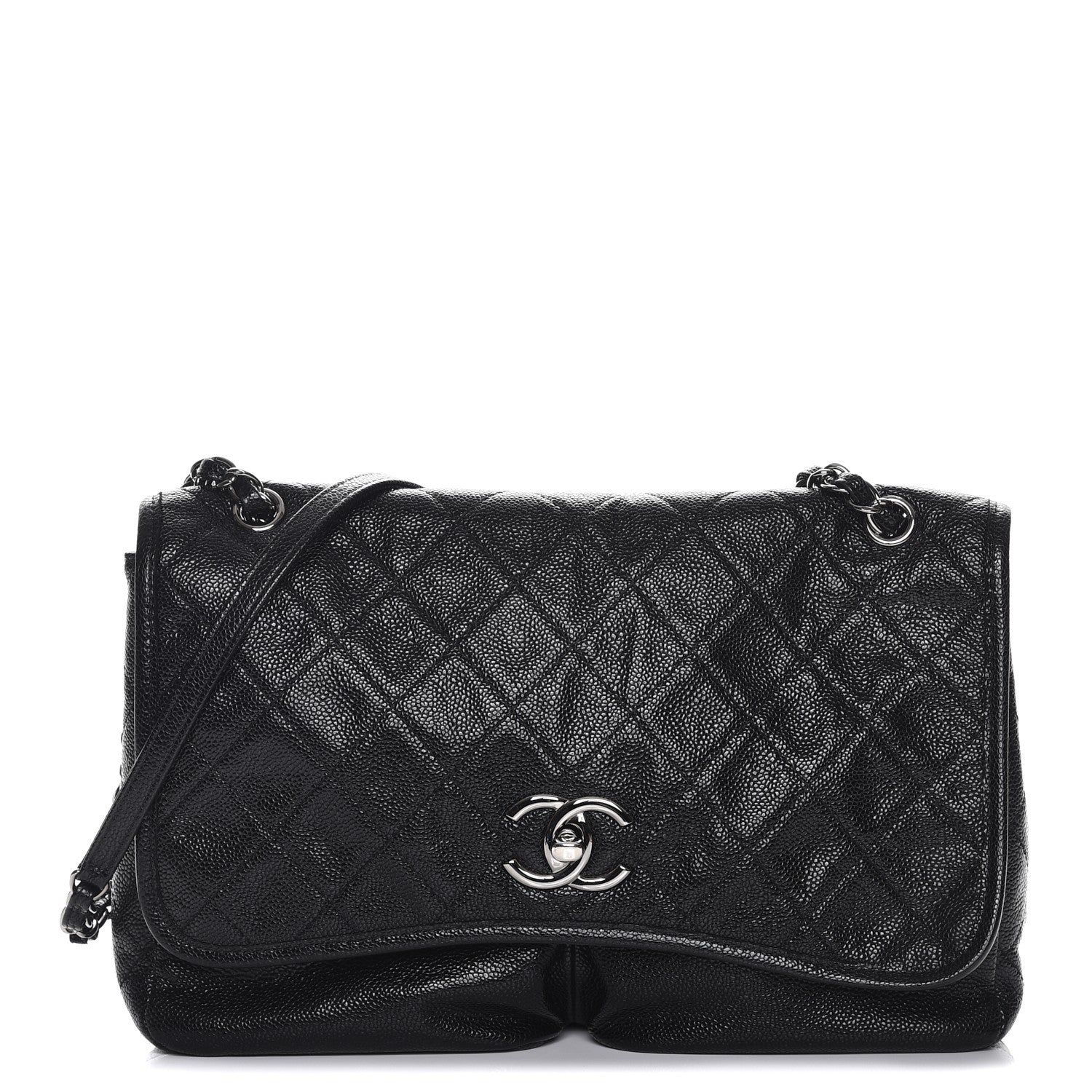 Chanel Grained Calfskin Large Natural Beauty Flap Black 1 of 7